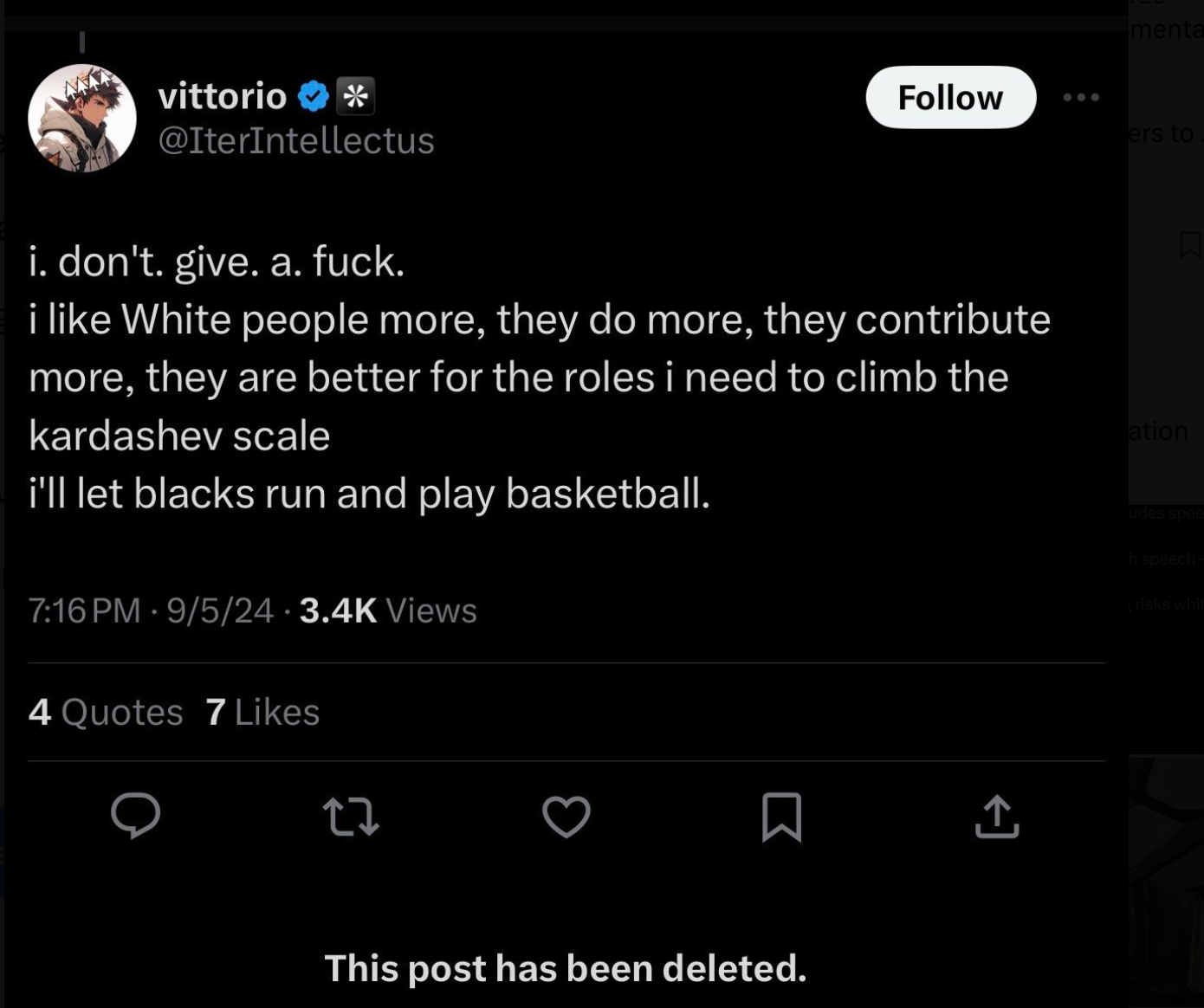 screenshot of racist tweet